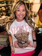 Spoiled Cheetah Bougie Rhinestone Tee-Dear Me Southern Boutique, located in DeRidder, Louisiana