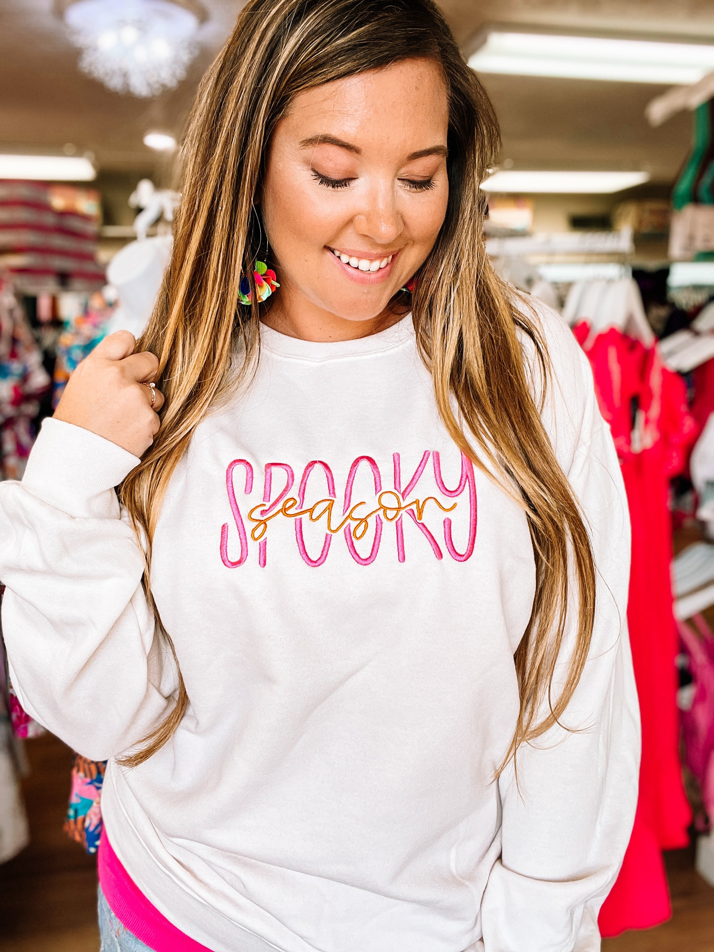 Spooky Season Sweatshirt-Graphic Tops-Dear Me Southern Boutique, located in DeRidder, Louisiana