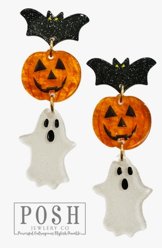 Spooky Season Triple Stack Earrings-Earrings-Dear Me Southern Boutique, located in DeRidder, Louisiana