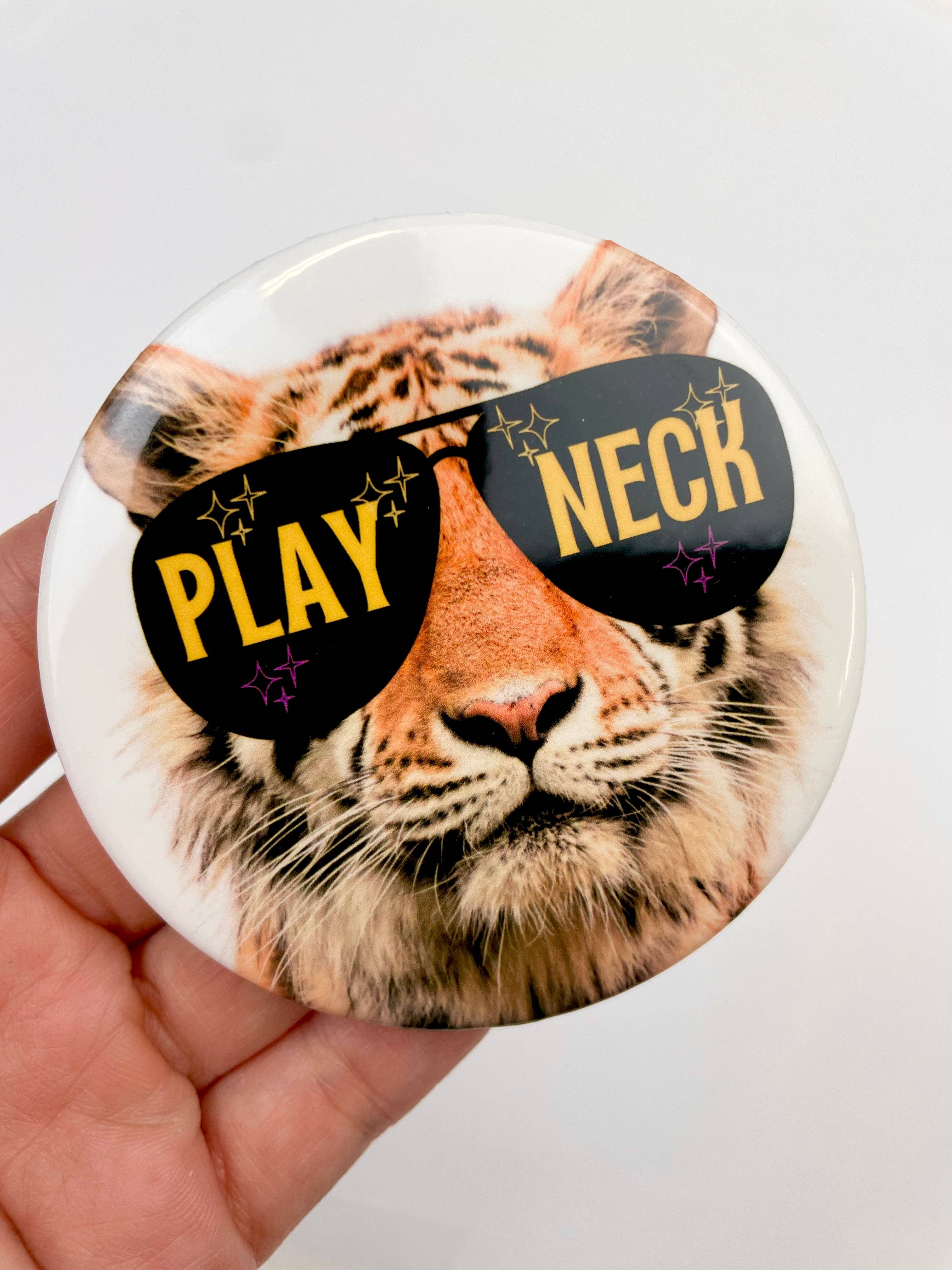 Starry Eyed Tiger - Play Neck - Game Day Button-Dear Me Southern Boutique, located in DeRidder, Louisiana