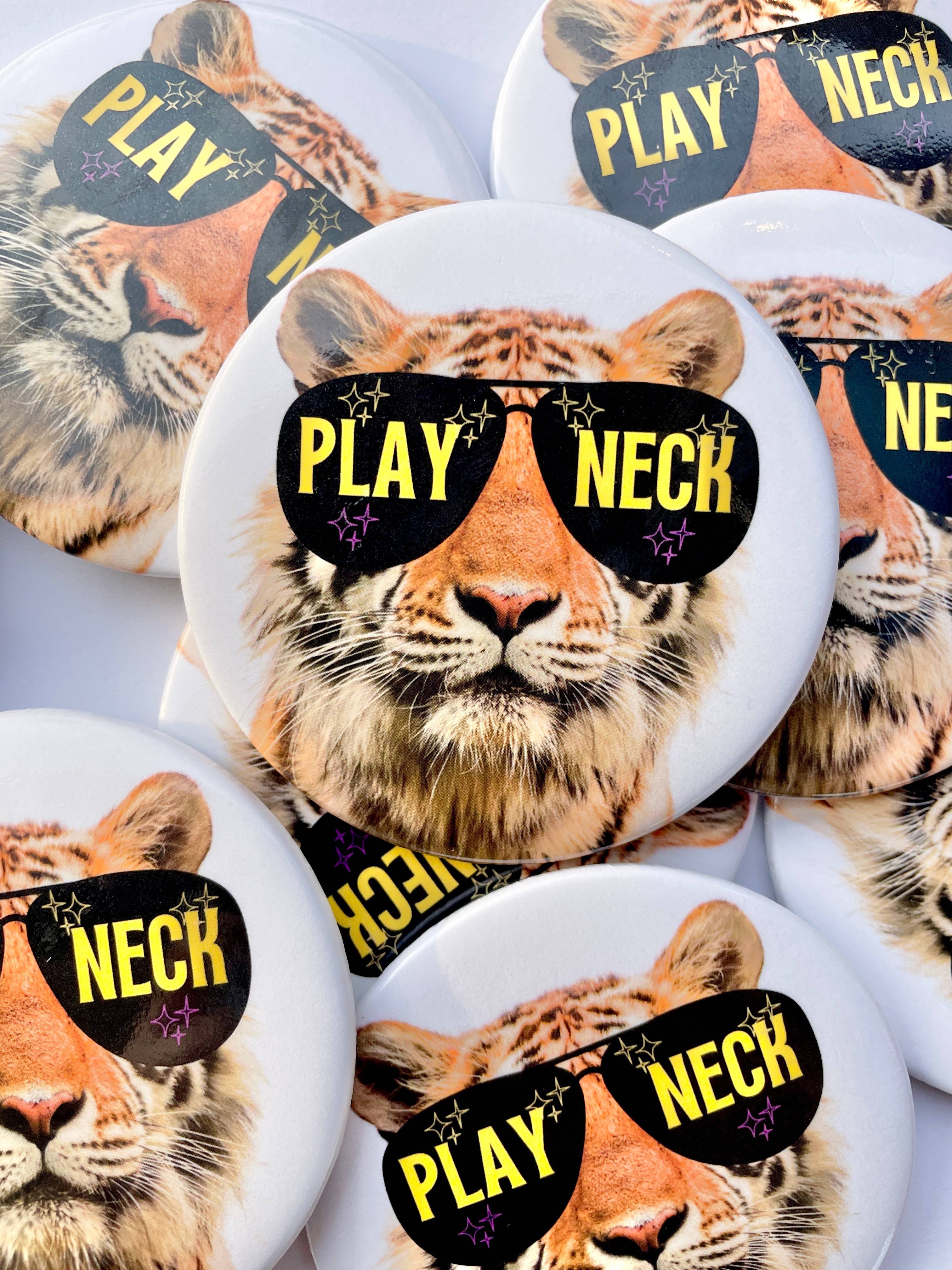 Starry Eyed Tiger - Play Neck - Game Day Button-Dear Me Southern Boutique, located in DeRidder, Louisiana