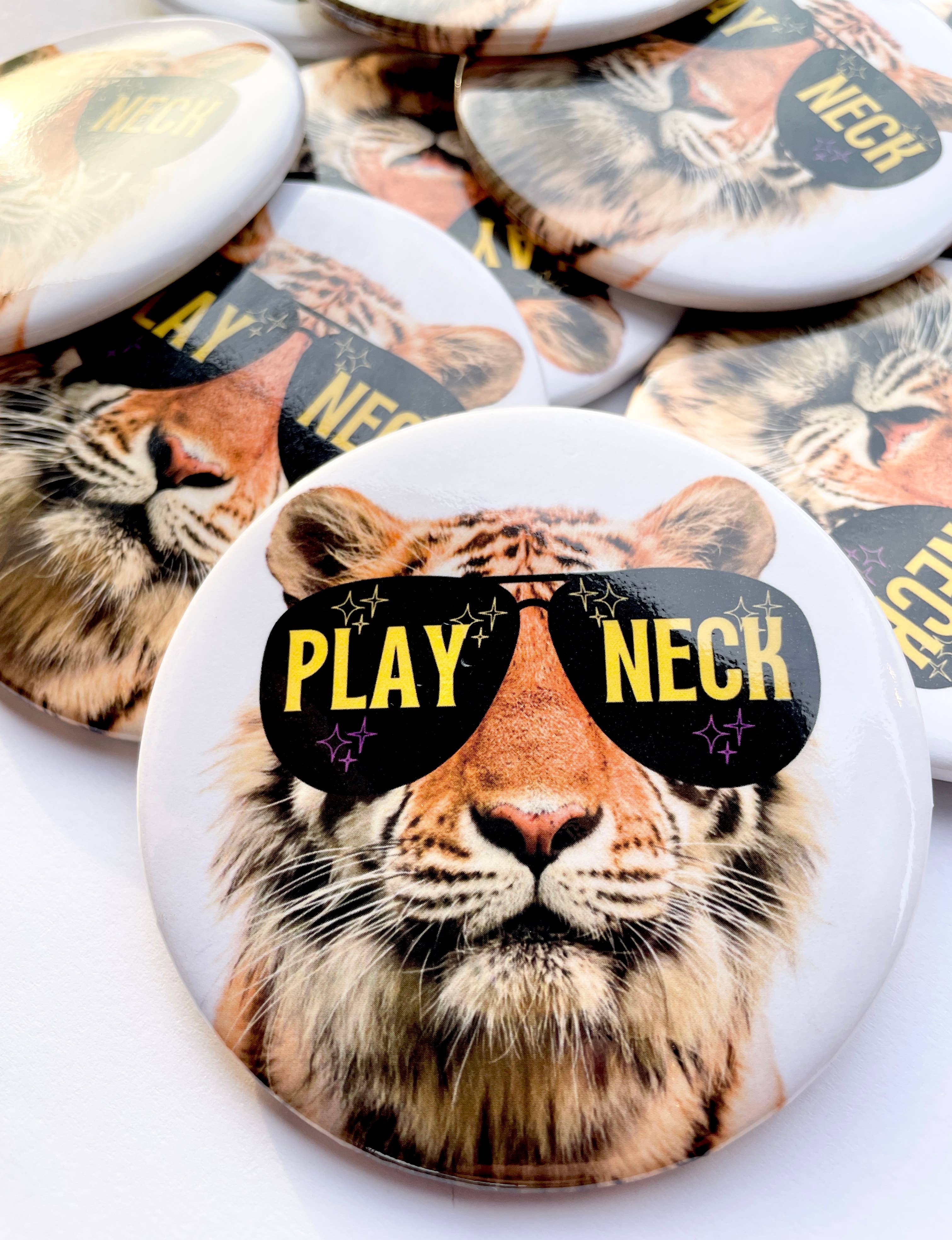 Starry Eyed Tiger - Play Neck - Game Day Button-Dear Me Southern Boutique, located in DeRidder, Louisiana