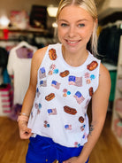 Stars, Stripes & Hot Dogs Tank-Tank Tops-Dear Me Southern Boutique, located in DeRidder, Louisiana