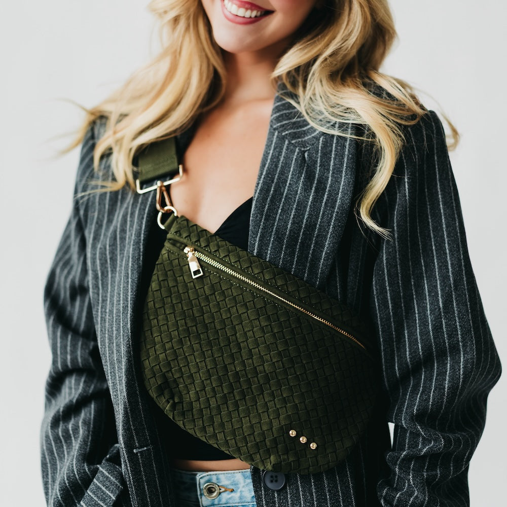 Suede Westlyn Woven Bum Bag-Presales-Dear Me Southern Boutique, located in DeRidder, Louisiana