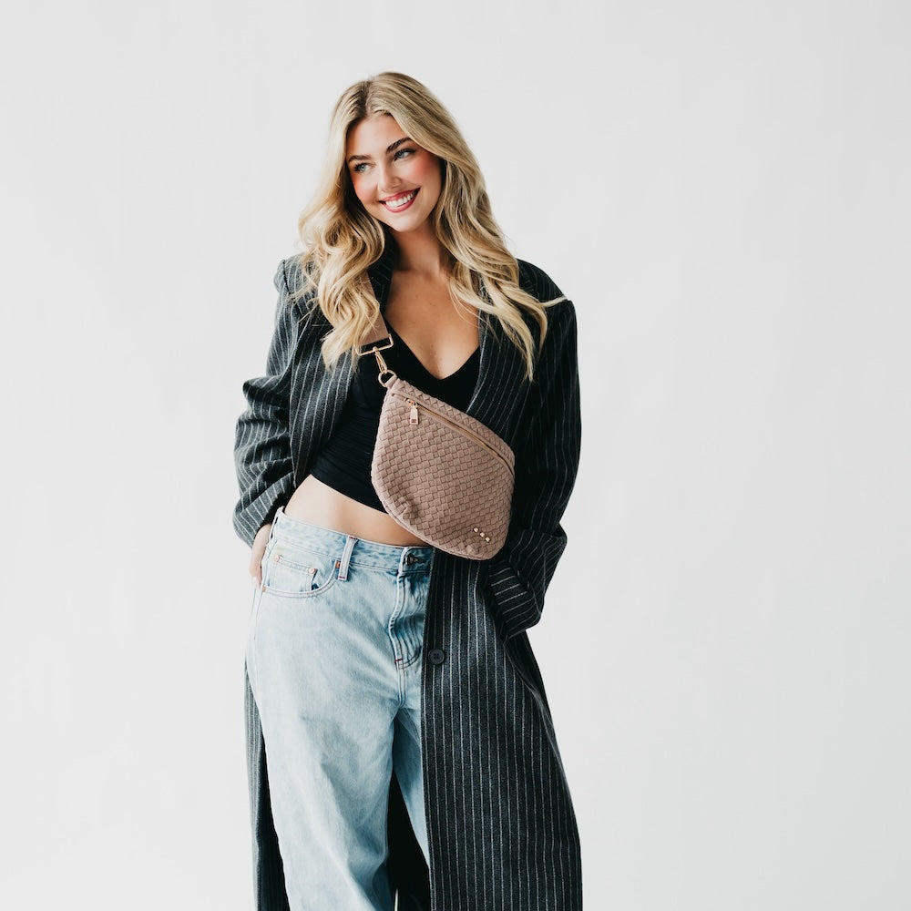 Suede Westlyn Woven Bum Bag-Presales-Dear Me Southern Boutique, located in DeRidder, Louisiana