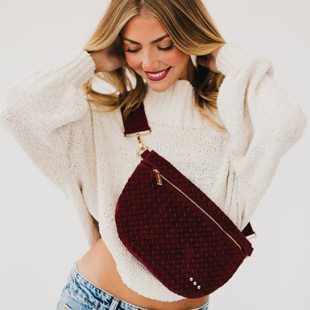 Suede Westlyn Woven Bum Bag-Presales-Dear Me Southern Boutique, located in DeRidder, Louisiana