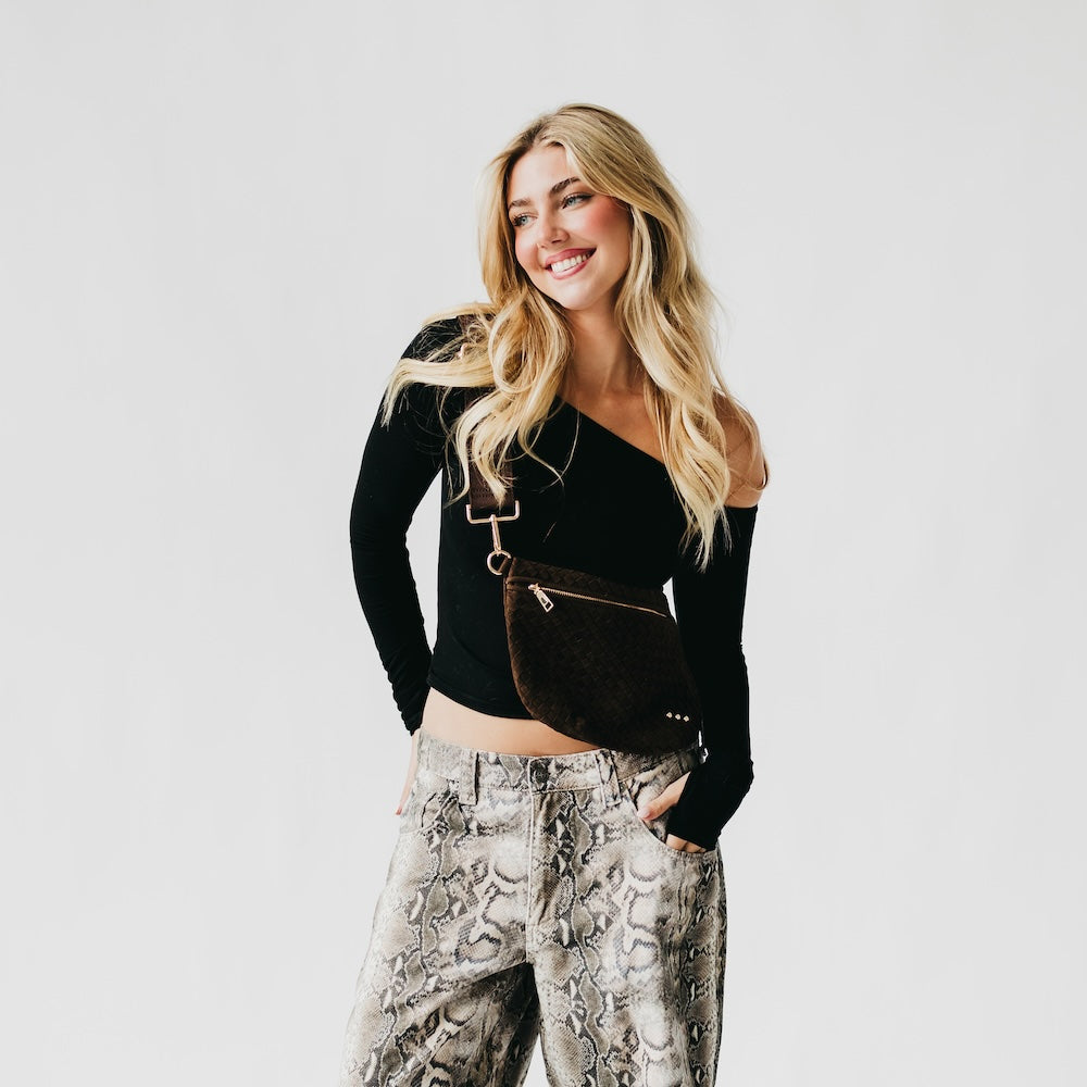 Suede Westlyn Woven Bum Bag-Presales-Dear Me Southern Boutique, located in DeRidder, Louisiana