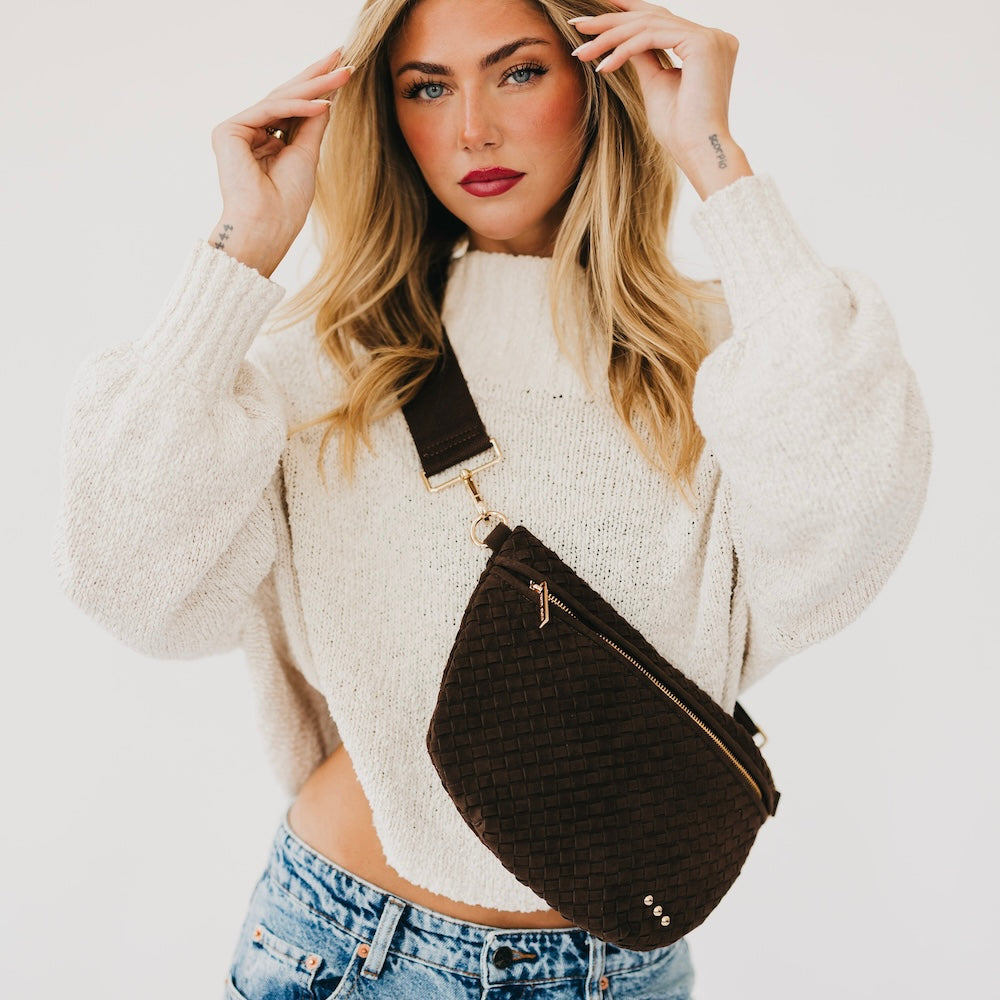 Suede Westlyn Woven Bum Bag-Presales-Dear Me Southern Boutique, located in DeRidder, Louisiana