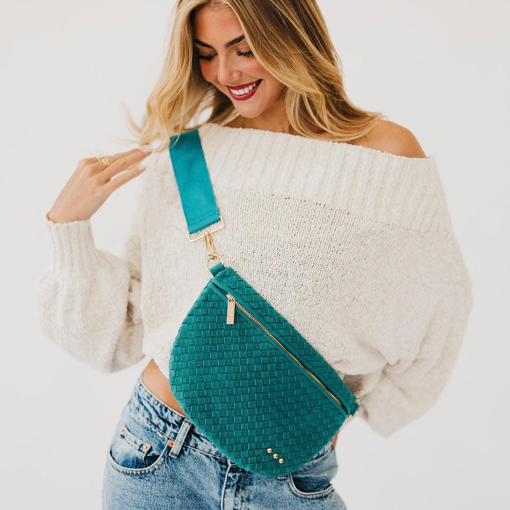 Suede Westlyn Woven Bum Bag-Presales-Dear Me Southern Boutique, located in DeRidder, Louisiana