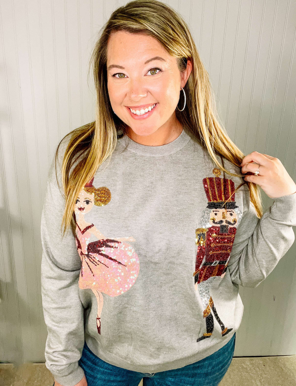 Sugar Plum Fairy Sequin Sweater-Fancy Tops-Dear Me Southern Boutique, located in DeRidder, Louisiana