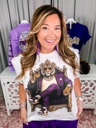 Suited Up for Saturday Tiger Bougie Rhinestone Tee-Rhinestone Tee-Dear Me Southern Boutique, located in DeRidder, Louisiana