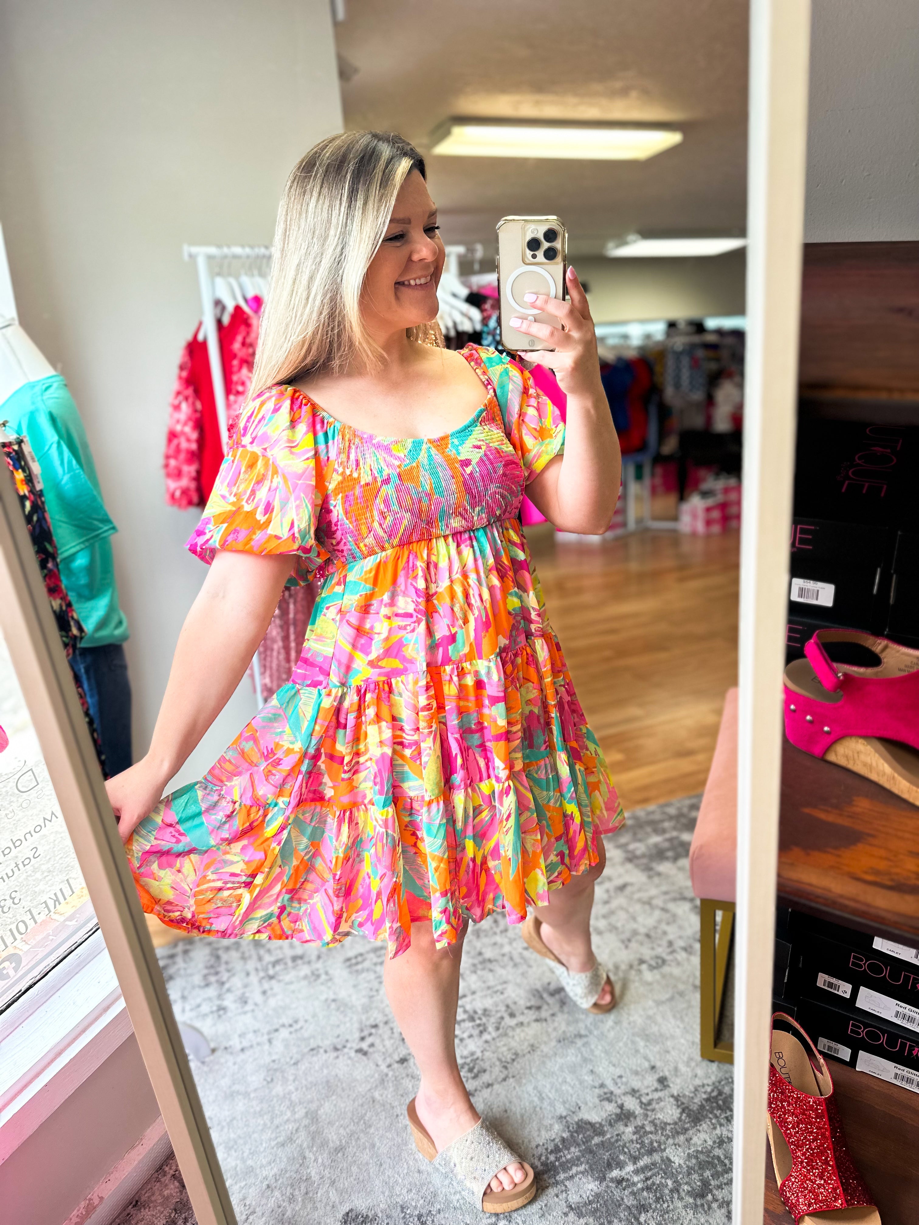 Summer Sunshine Mini Dress-Dresses-Dear Me Southern Boutique, located in DeRidder, Louisiana