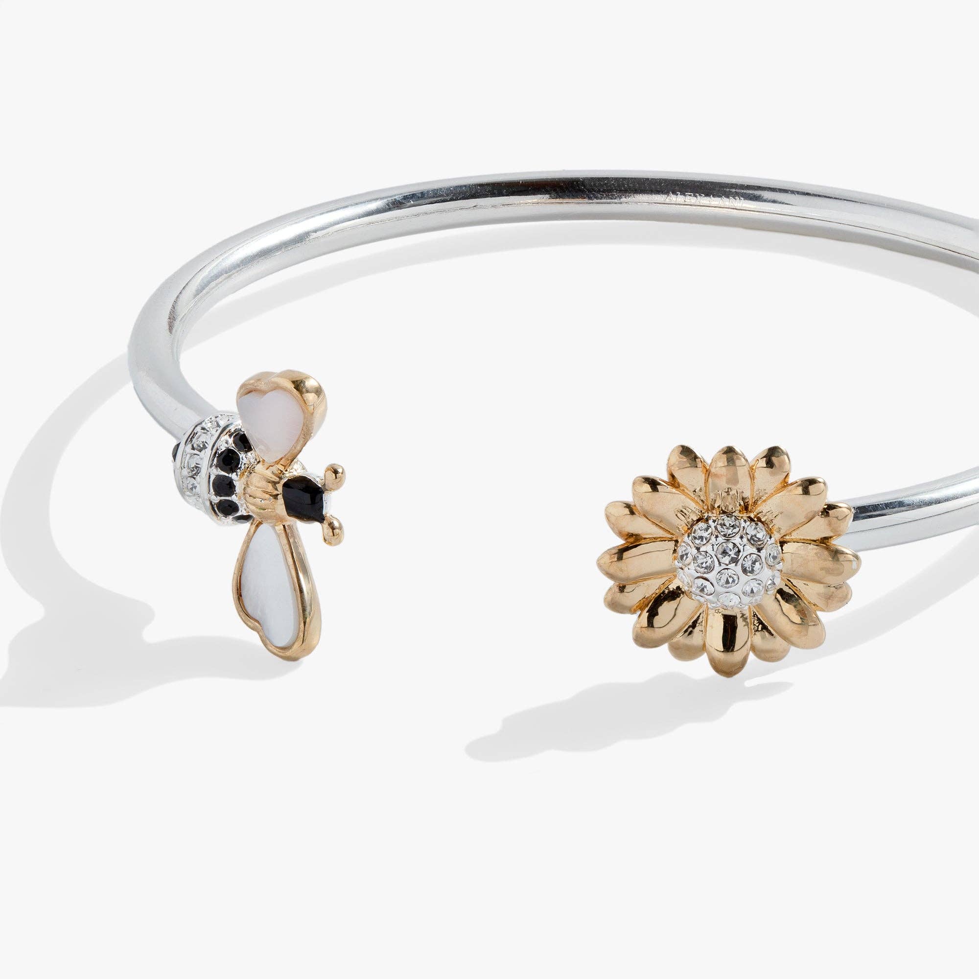 Sunflower & Bee Flex Cuff Bracelet-Jewelry - Bracelets-Dear Me Southern Boutique, located in DeRidder, Louisiana