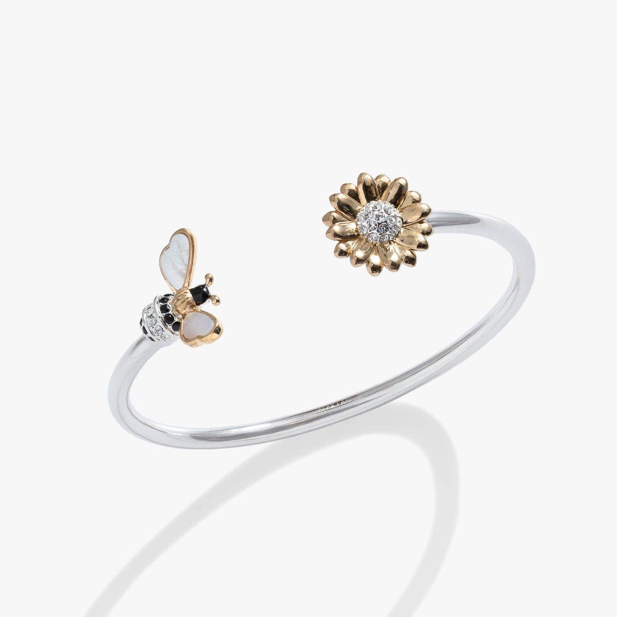Sunflower & Bee Flex Cuff Bracelet-Jewelry - Bracelets-Dear Me Southern Boutique, located in DeRidder, Louisiana