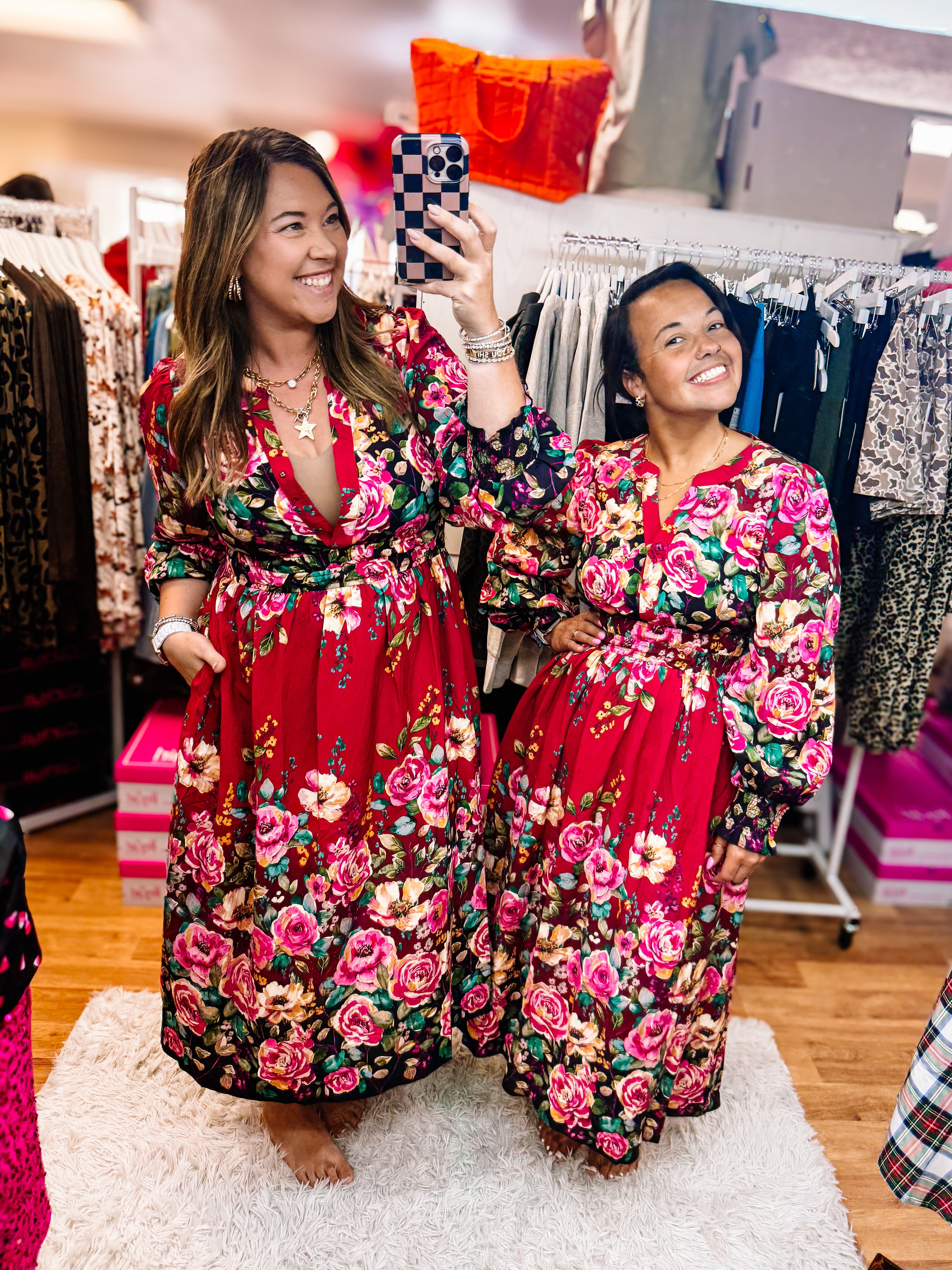 Sunset Garden Floral Midi Dress-Dresses - Midi-Dear Me Southern Boutique, located in DeRidder, Louisiana