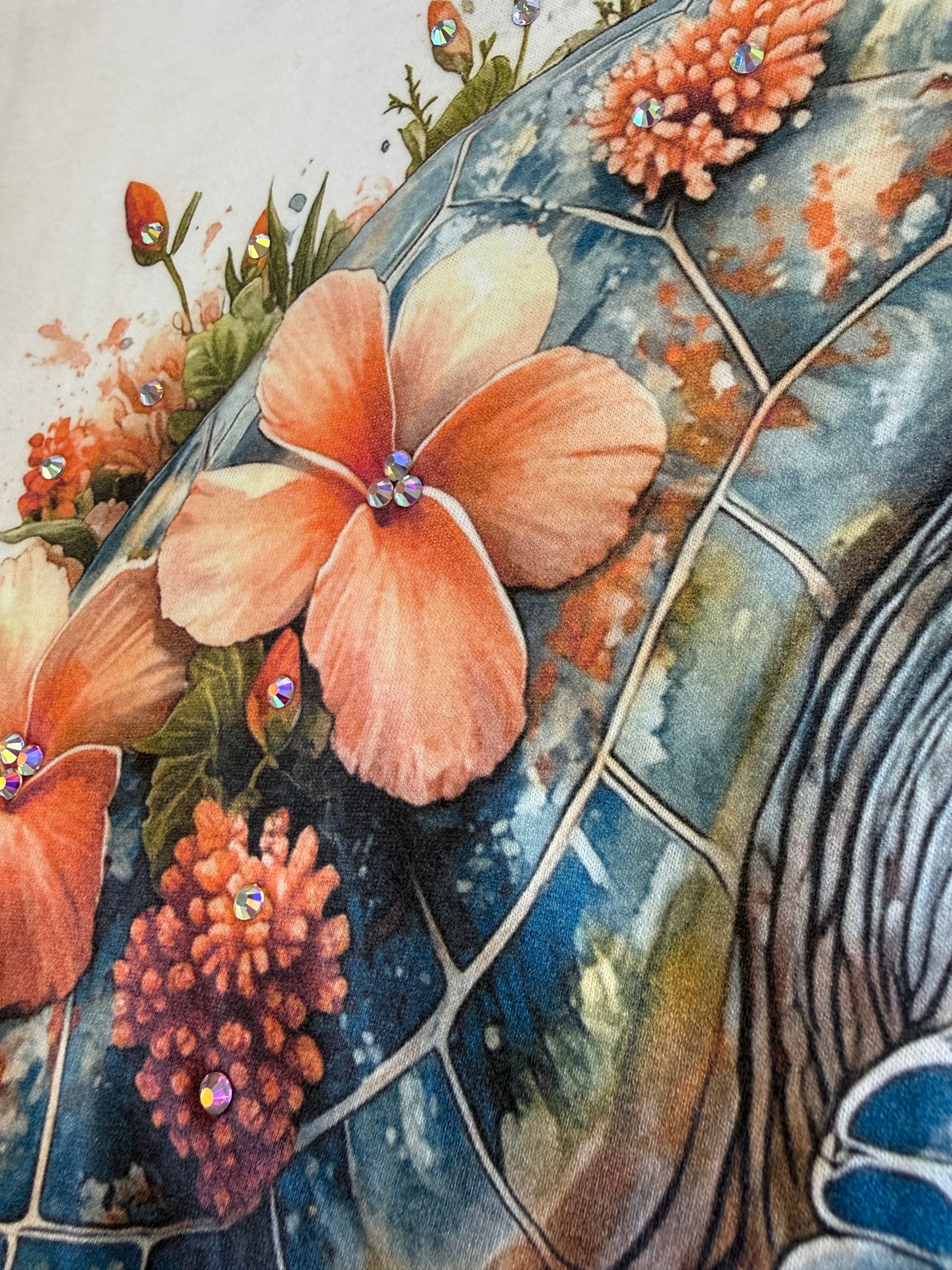 Sunset Reef Turtle Bougie Rhinestone Tee-Dear Me Southern Boutique, located in DeRidder, Louisiana