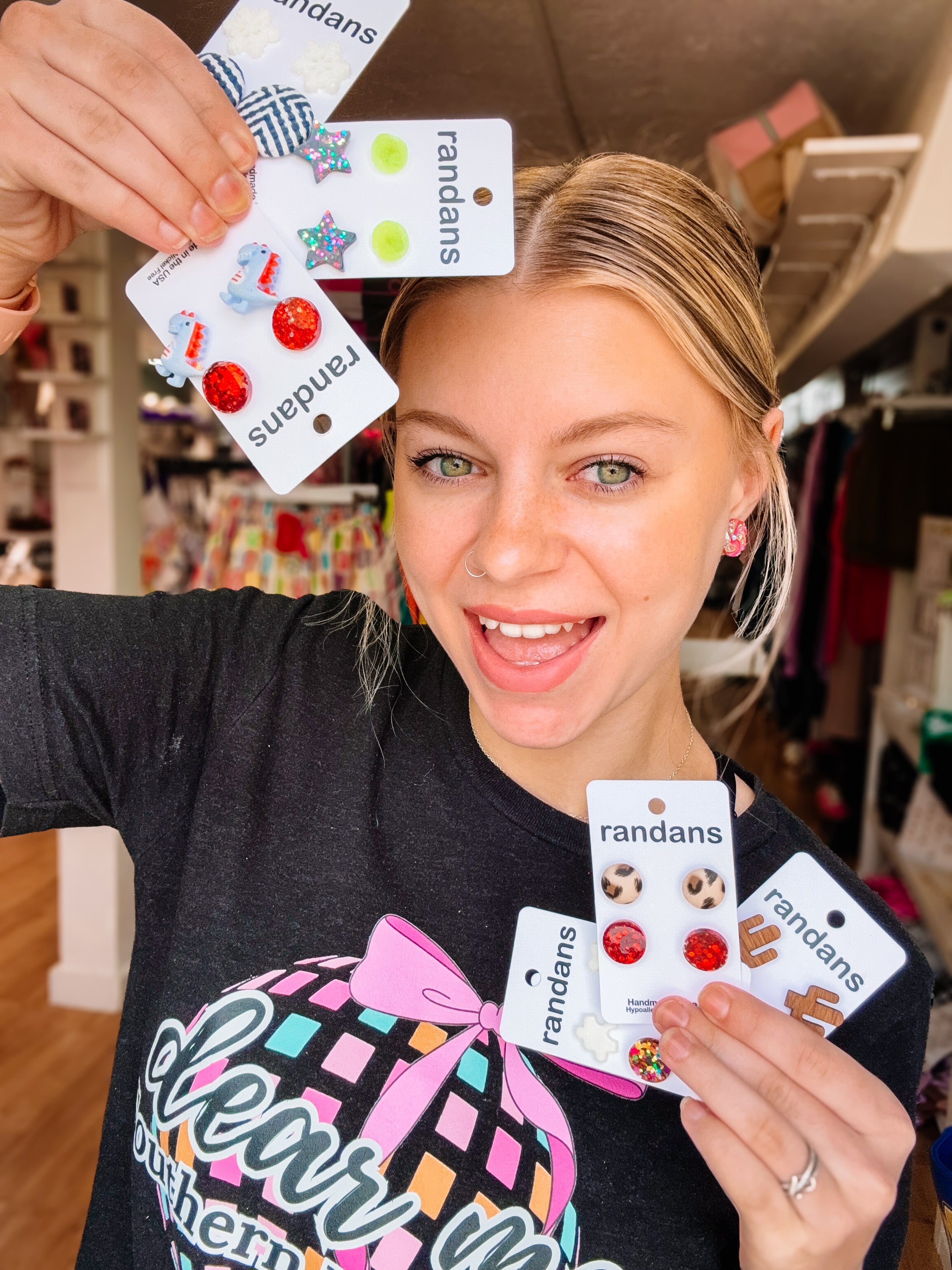 Surprise Randan Studs-Earrings-Dear Me Southern Boutique, located in DeRidder, Louisiana