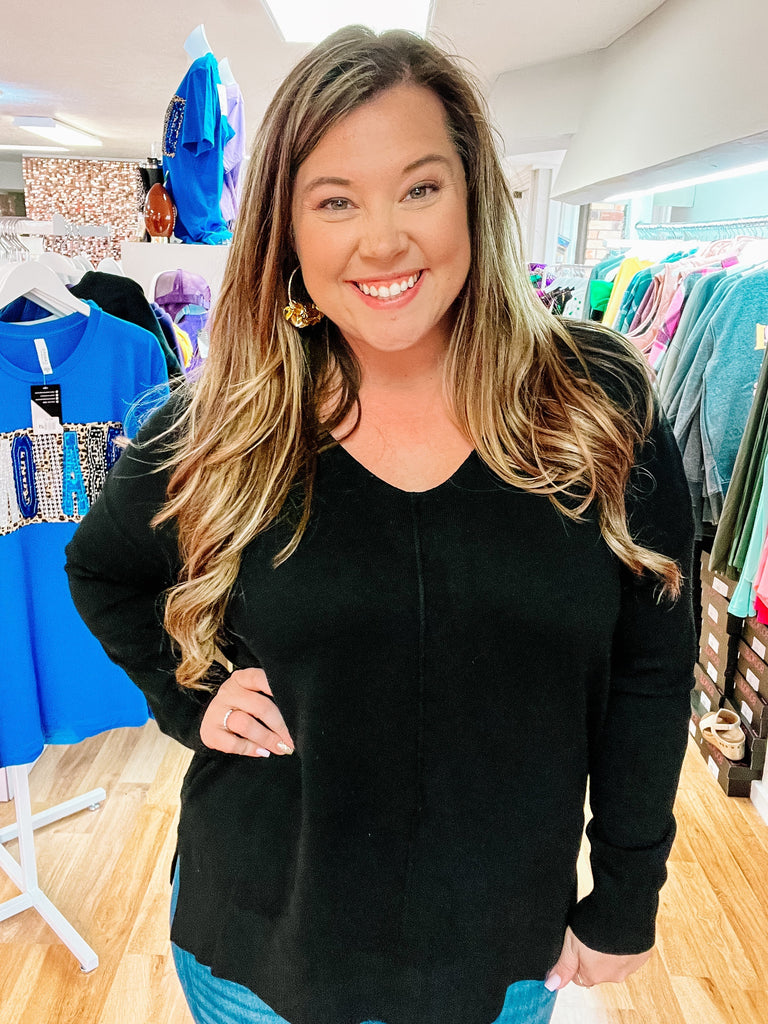 Sweater Weather -Black-Tops-Dear Me Southern Boutique, located in DeRidder, Louisiana