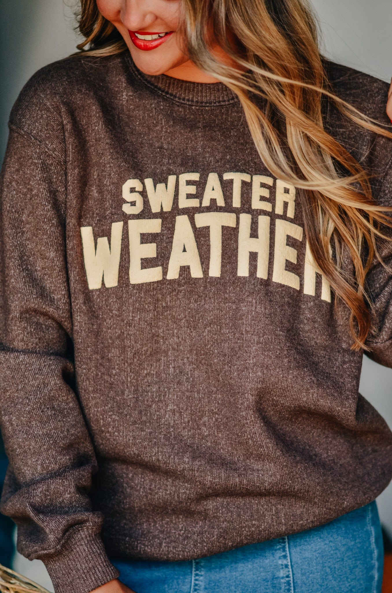Sweater Weather Knit Sweatshirt-Dear Me Southern Boutique, located in DeRidder, Louisiana