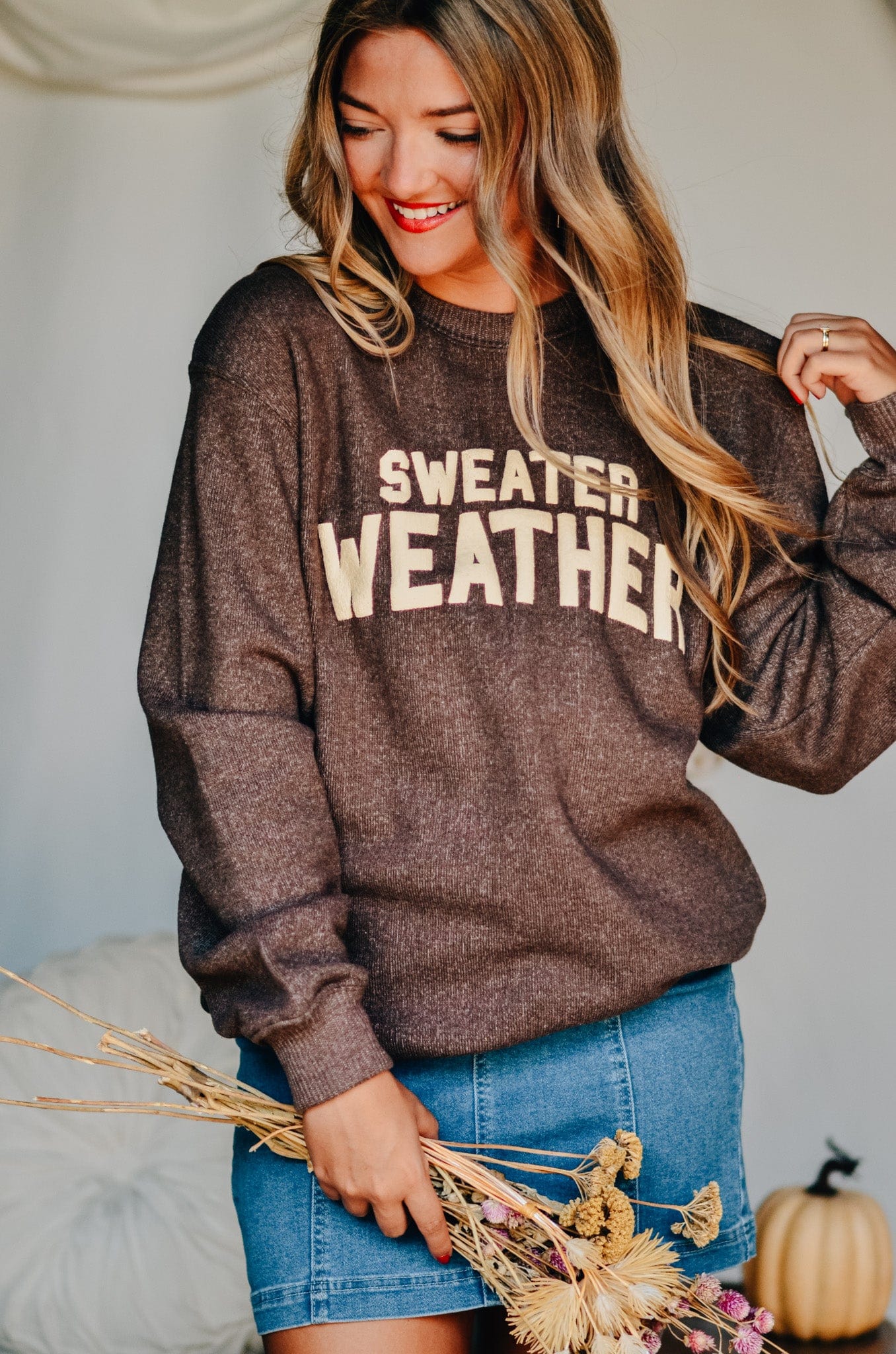 Sweater Weather Knit Sweatshirt-Dear Me Southern Boutique, located in DeRidder, Louisiana