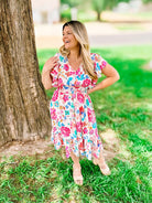 Sweet Embrace Floral Dress-Midi Dresses-Dear Me Southern Boutique, located in DeRidder, Louisiana