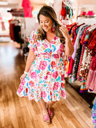 Sweet Embrace Floral Dress-Midi Dresses-Dear Me Southern Boutique, located in DeRidder, Louisiana