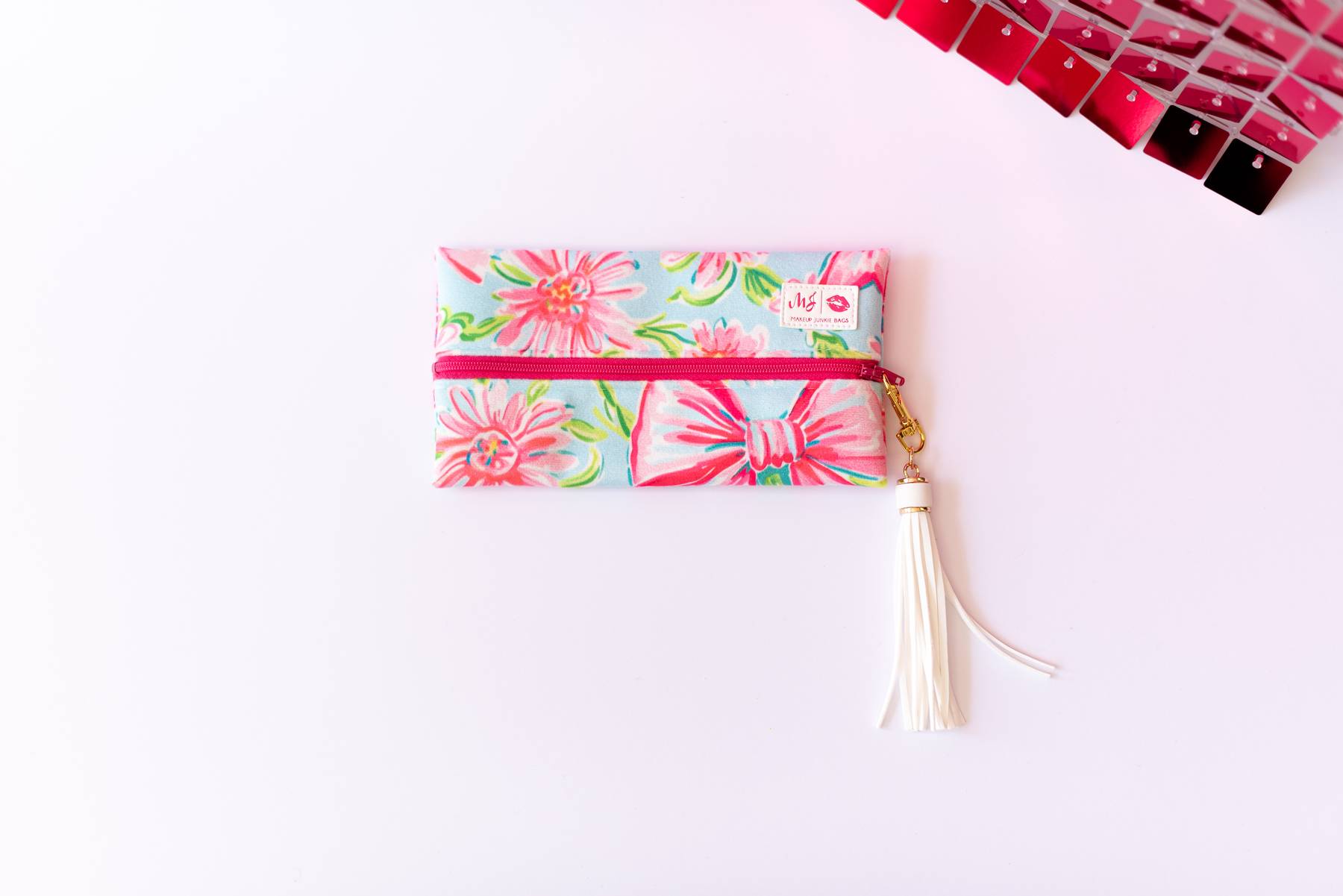 Sweetheart Bow Makeup Junkie Pouches-Makeup Bags-Dear Me Southern Boutique, located in DeRidder, Louisiana