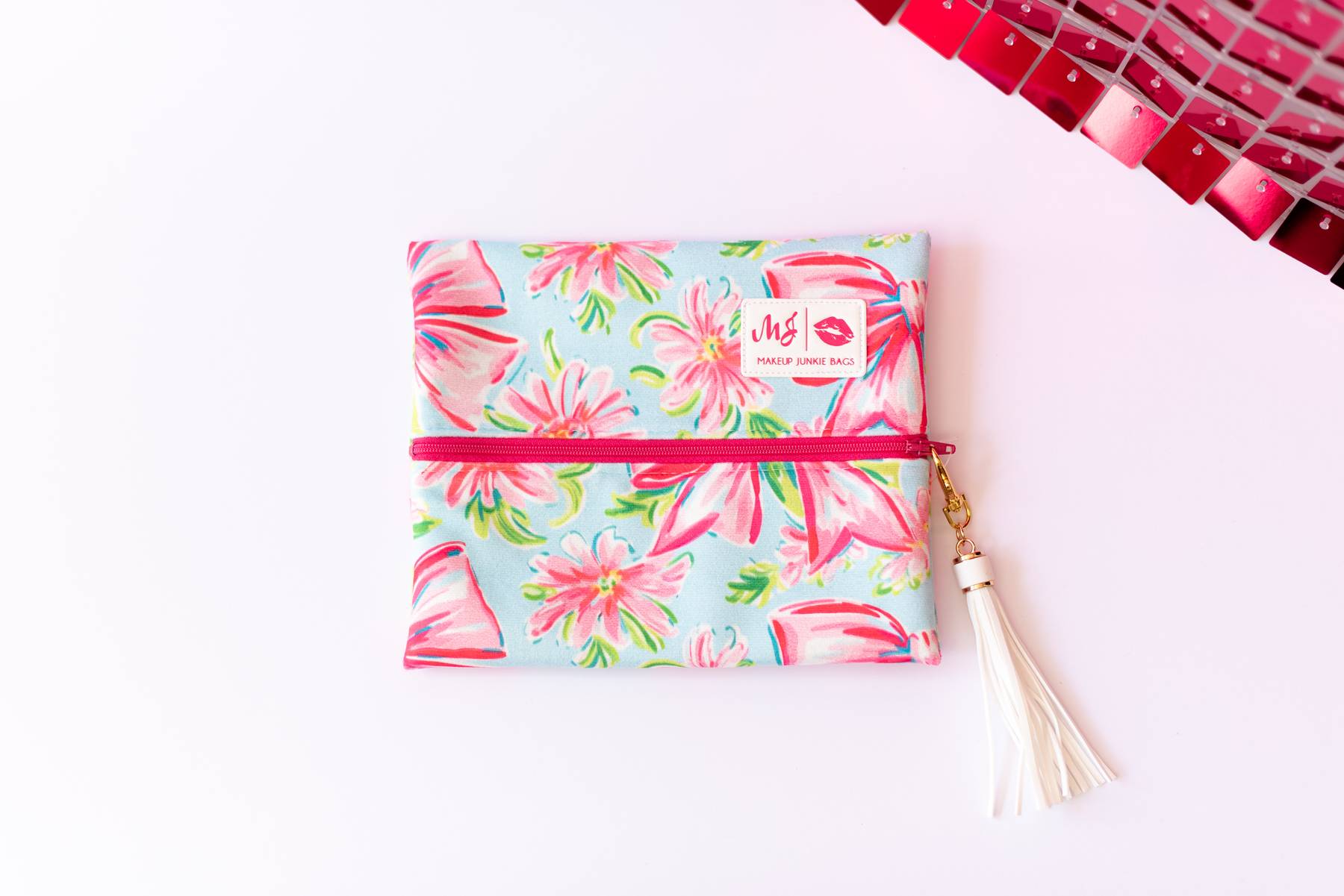 Sweetheart Bow Makeup Junkie Pouches-Makeup Bags-Dear Me Southern Boutique, located in DeRidder, Louisiana