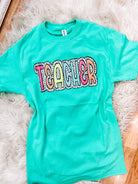 TEACHER Tee - Mint-Graphic Tee-Dear Me Southern Boutique, located in DeRidder, Louisiana