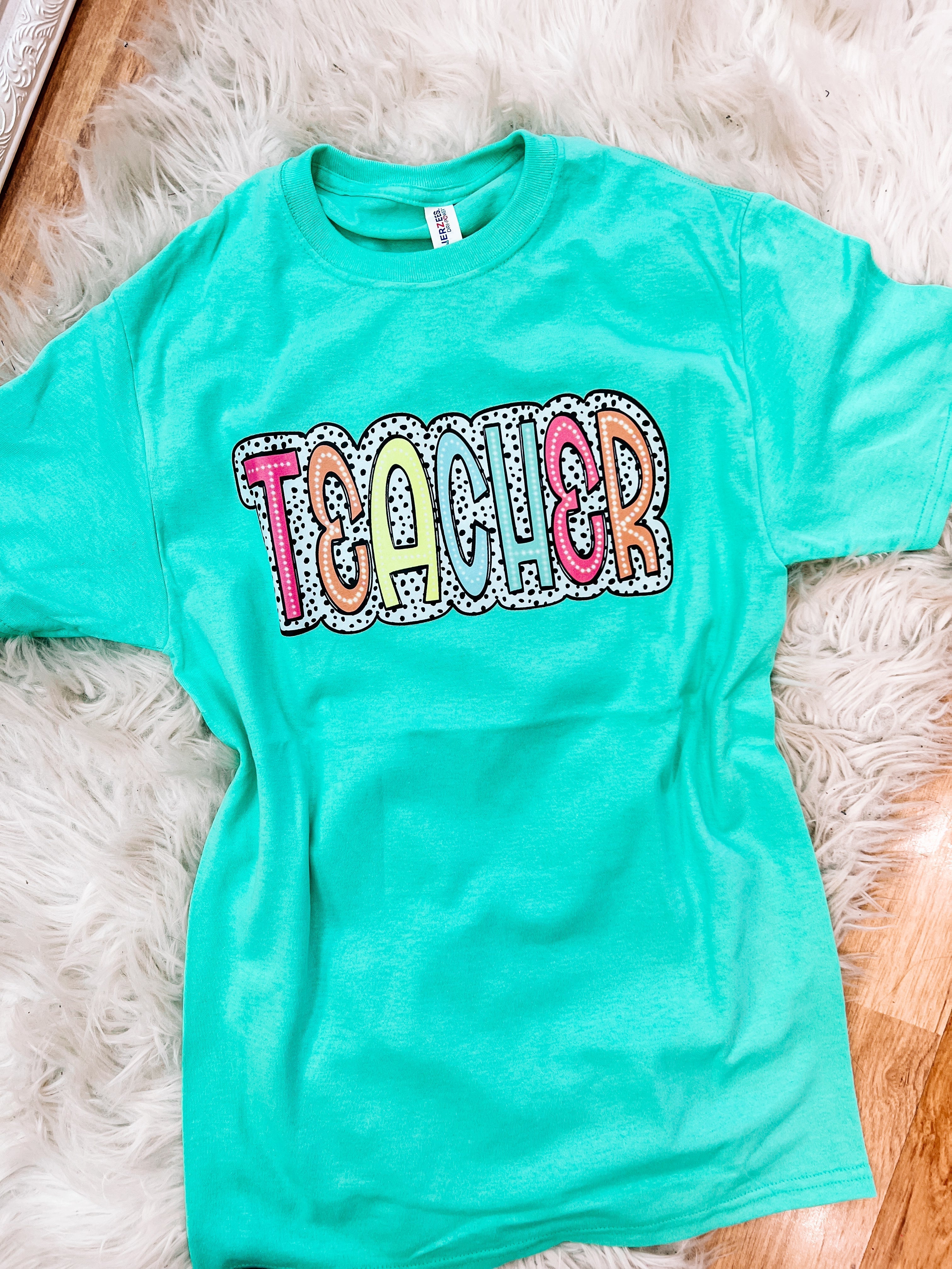 TEACHER Tee - Mint-Graphic Tops-Dear Me Southern Boutique, located in DeRidder, Louisiana