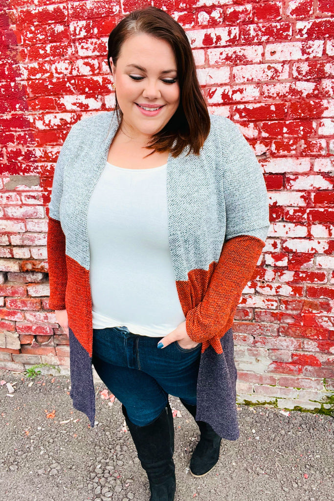 Take a Look Heather Grey Two Tone Hacci Cardigan-Dear Me Southern Boutique, located in DeRidder, Louisiana