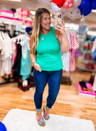 Tara Ribbed Tank - Green-Tank Tops-Dear Me Southern Boutique, located in DeRidder, Louisiana