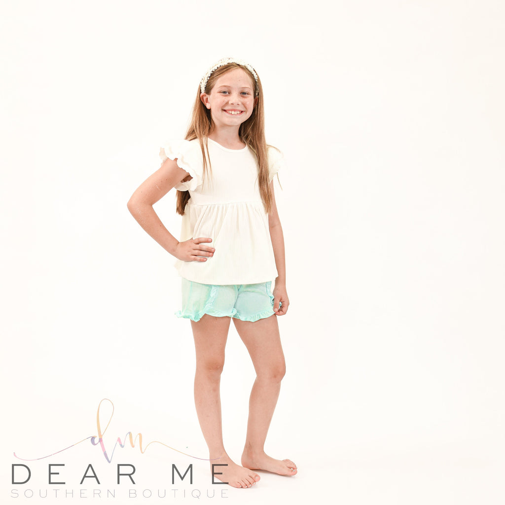 Taylor ruffle shorts-Dear Me Southern Boutique, located in DeRidder, Louisiana