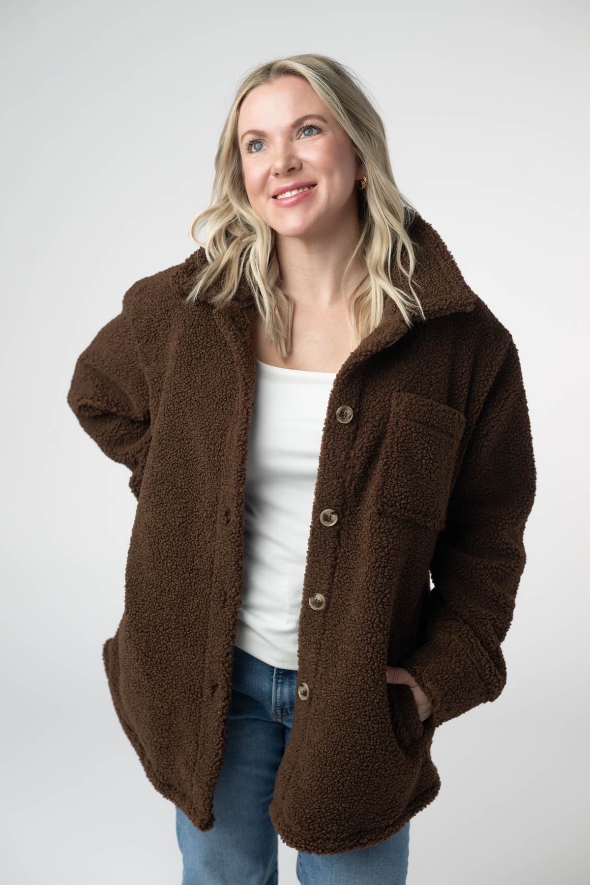 Teddy Oversized Shacket - Brown-shacket-Dear Me Southern Boutique, located in DeRidder, Louisiana