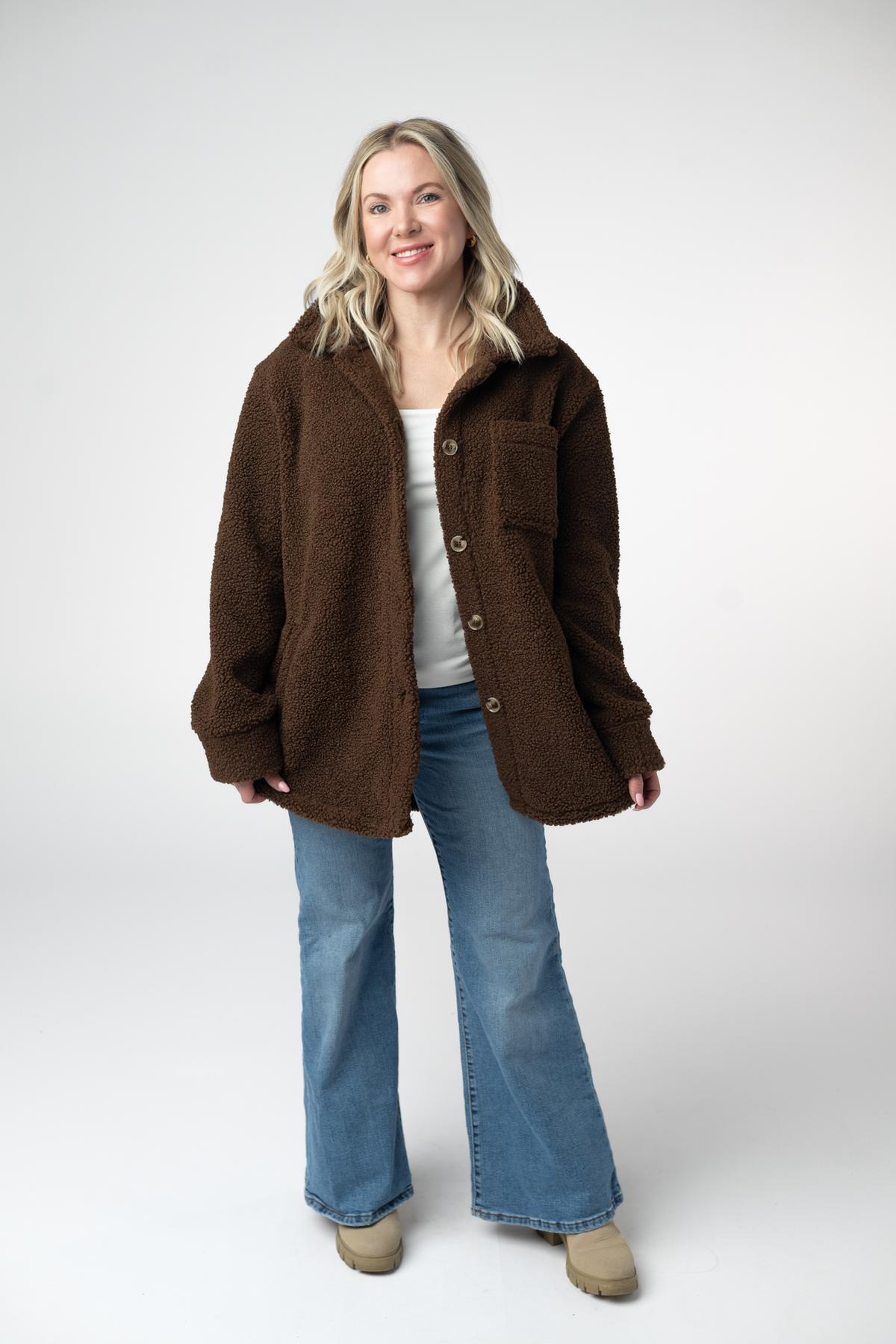 Teddy Oversized Shacket - Brown-shacket-Dear Me Southern Boutique, located in DeRidder, Louisiana