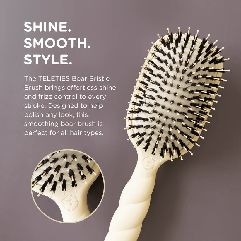 Teleties Boar Bristle Hairbrush - Tan-Health/Beauty-Dear Me Southern Boutique, located in DeRidder, Louisiana