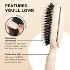 Teleties Boar Bristle Hairbrush - Tan-Health/Beauty-Dear Me Southern Boutique, located in DeRidder, Louisiana