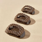 Teleties Flat Round Clip - Chocolate Quilted-Hair Clips-Dear Me Southern Boutique, located in DeRidder, Louisiana