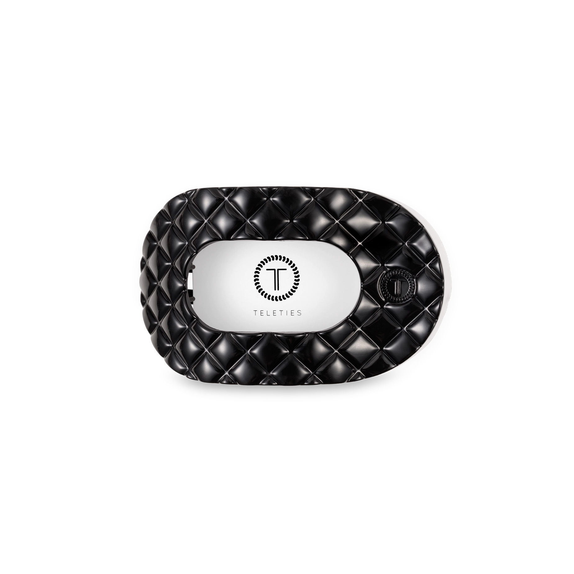 Teleties Flat Round Clip - Jet Black Quilted-Hair Clips-Dear Me Southern Boutique, located in DeRidder, Louisiana