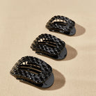 Teleties Flat Round Clip - Jet Black Quilted-Hair Clips-Dear Me Southern Boutique, located in DeRidder, Louisiana
