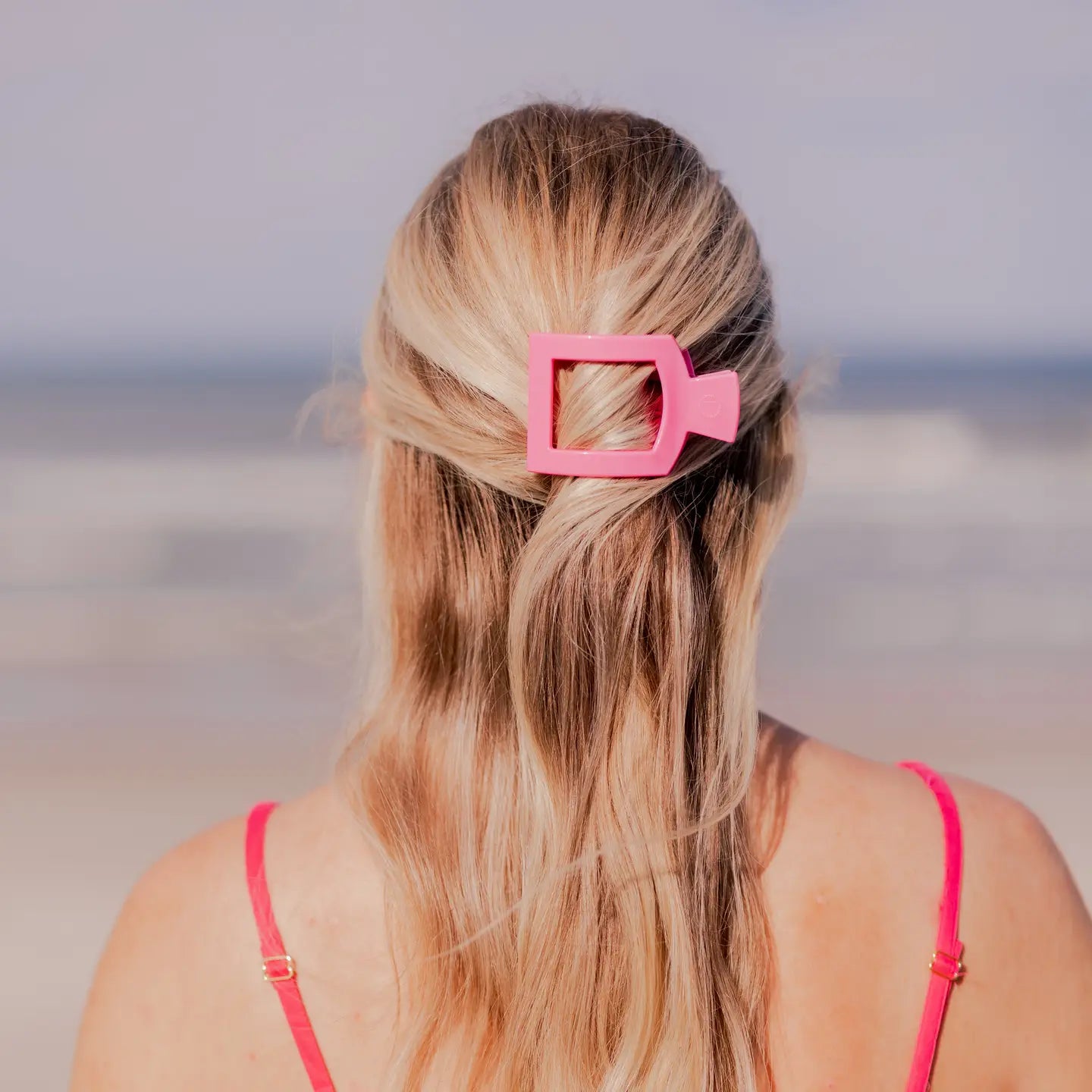 Teleties Flat Square Clip- Paradise Pink-Hair Clips-Dear Me Southern Boutique, located in DeRidder, Louisiana