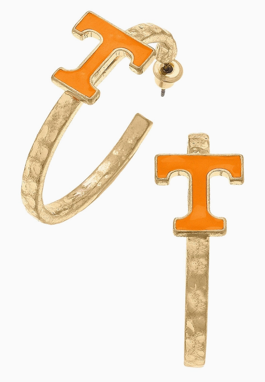 Tennessee Enamel Logo Hoop Earrings-Game Day-Dear Me Southern Boutique, located in DeRidder, Louisiana