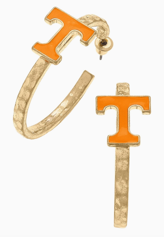 Tennessee Enamel Logo Hoop Earrings-Jewelry-Dear Me Southern Boutique, located in DeRidder, Louisiana