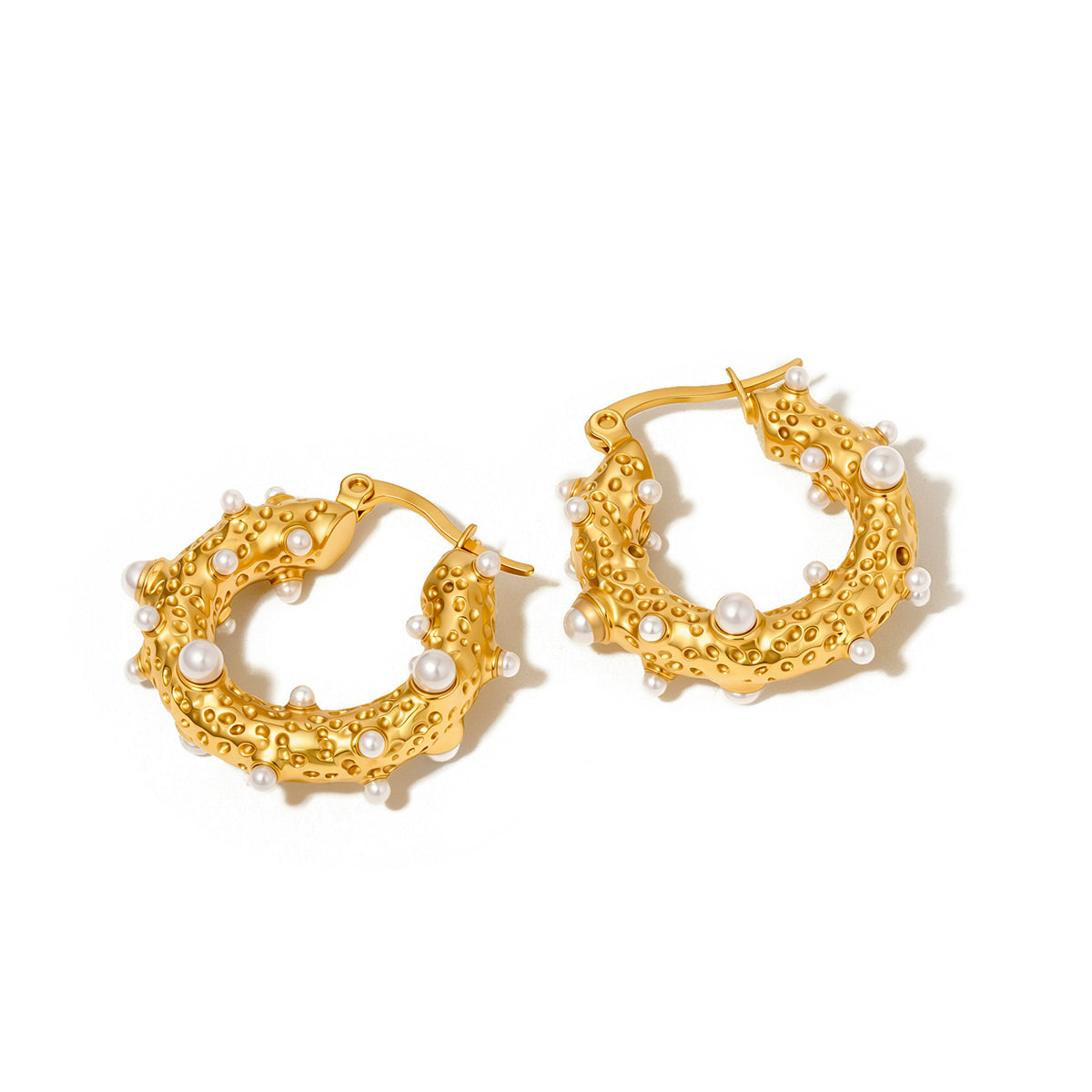 Textured Pearl Huggie Hoops - WATERPROOF-Presales-Dear Me Southern Boutique, located in DeRidder, Louisiana