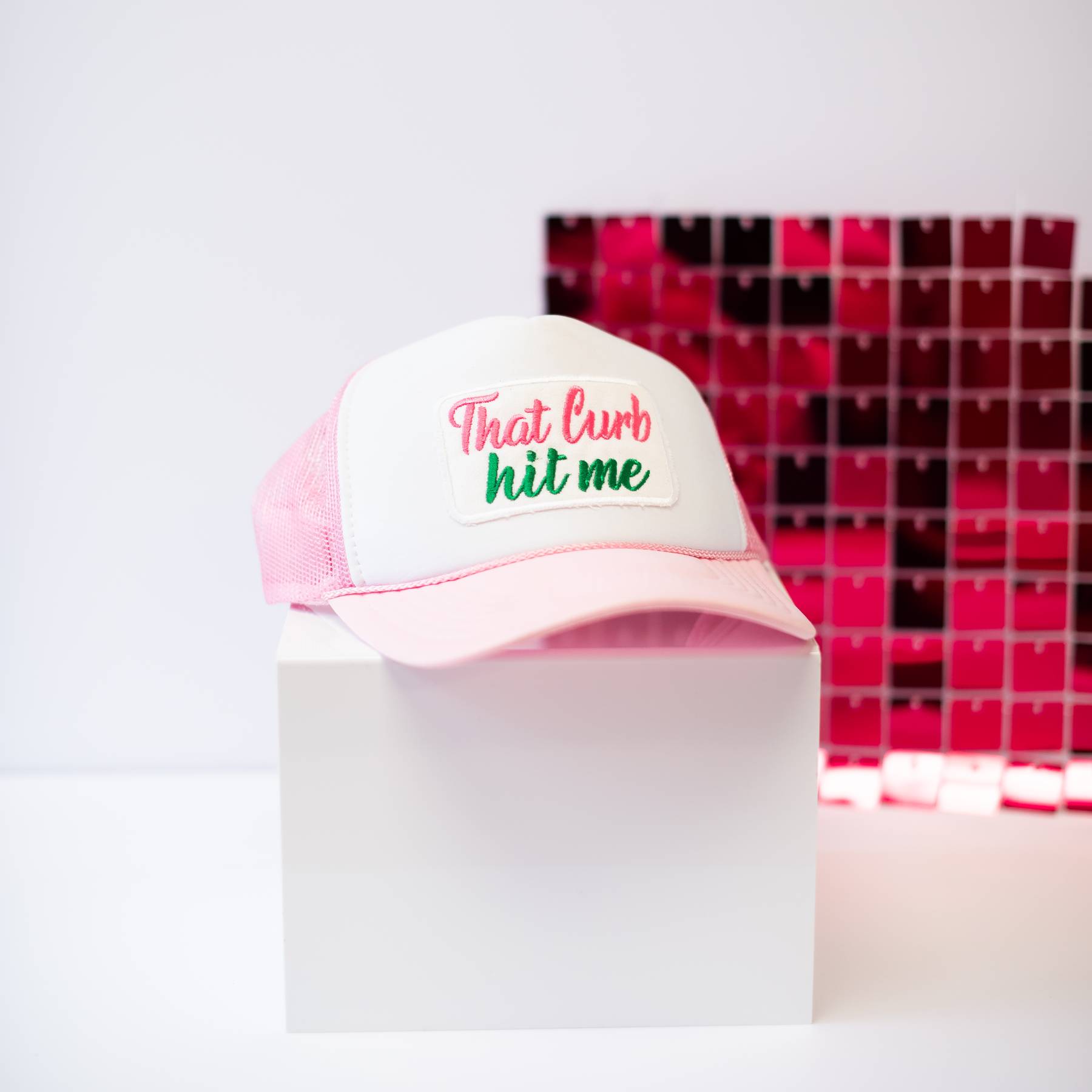 That Curb Hit Me Trucket Hat-Trucker Hats-Dear Me Southern Boutique, located in DeRidder, Louisiana