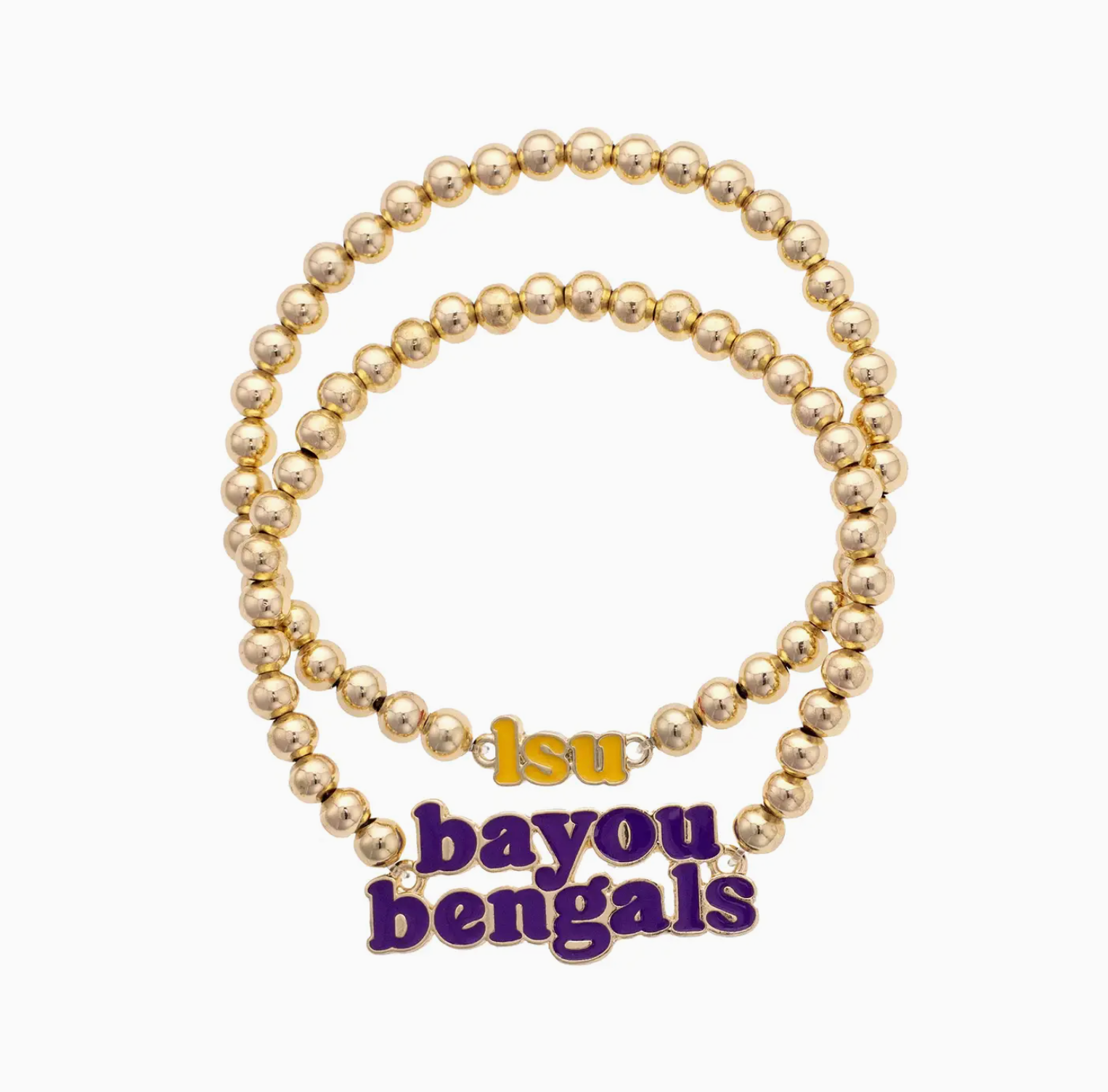 The Bayou Besties Double-Strand LSU Bengal Bracelet Set-Jewelry-Dear Me Southern Boutique, located in DeRidder, Louisiana