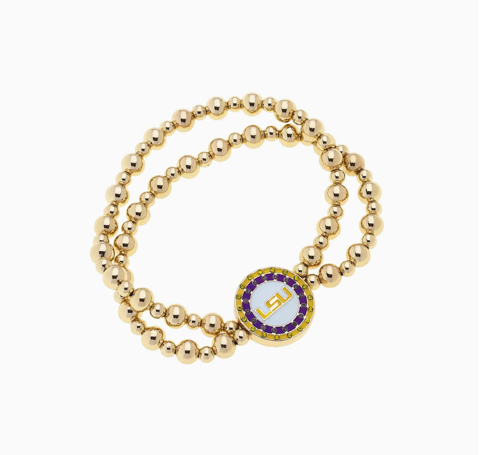 The Gameday Glam LSU Medallion Double-Strand Bracelet-Jewelry-Dear Me Southern Boutique, located in DeRidder, Louisiana