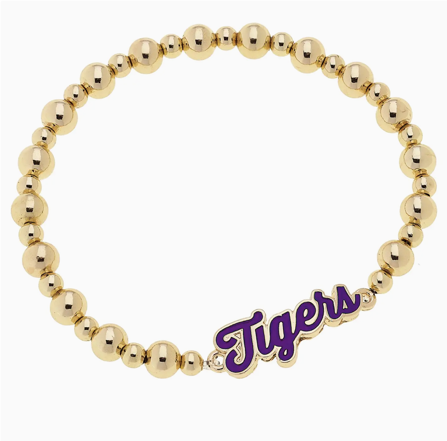 The Geaux Gold Script Tigers Beaded Bracelet-Jewelry-Dear Me Southern Boutique, located in DeRidder, Louisiana