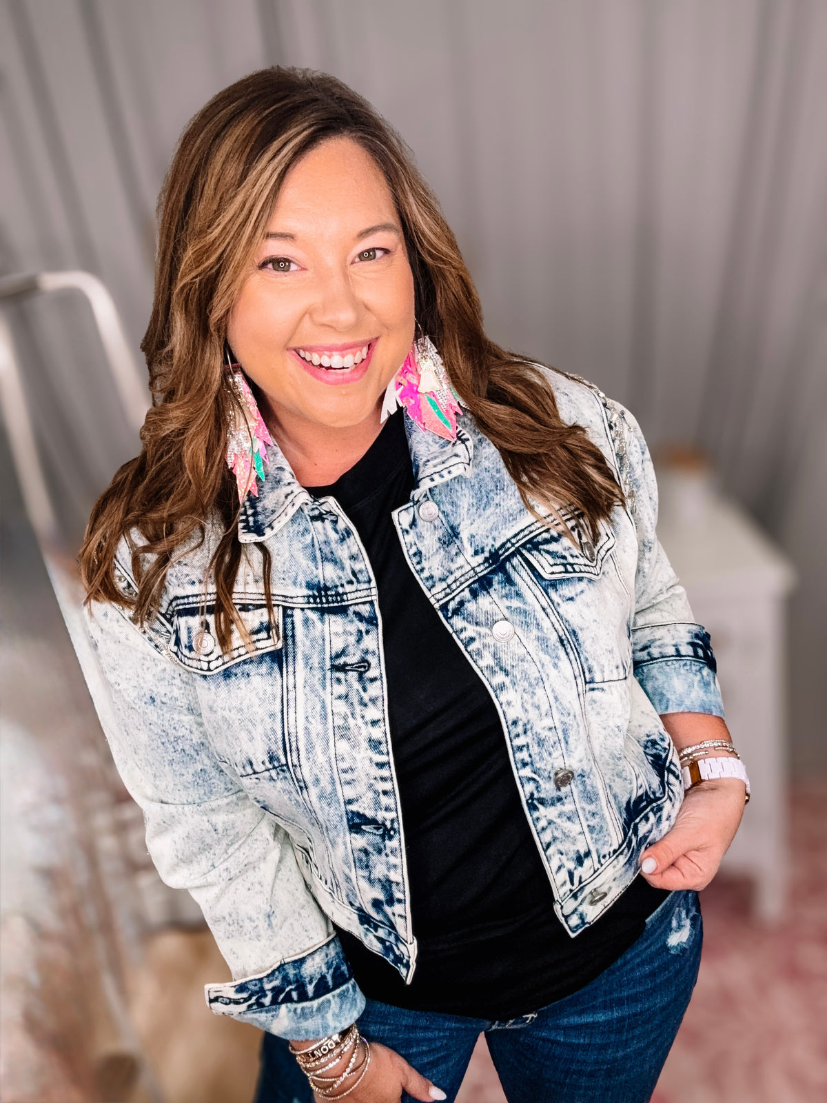 The Grand Entrance Denim Jacket-Jackets-Dear Me Southern Boutique, located in DeRidder, Louisiana