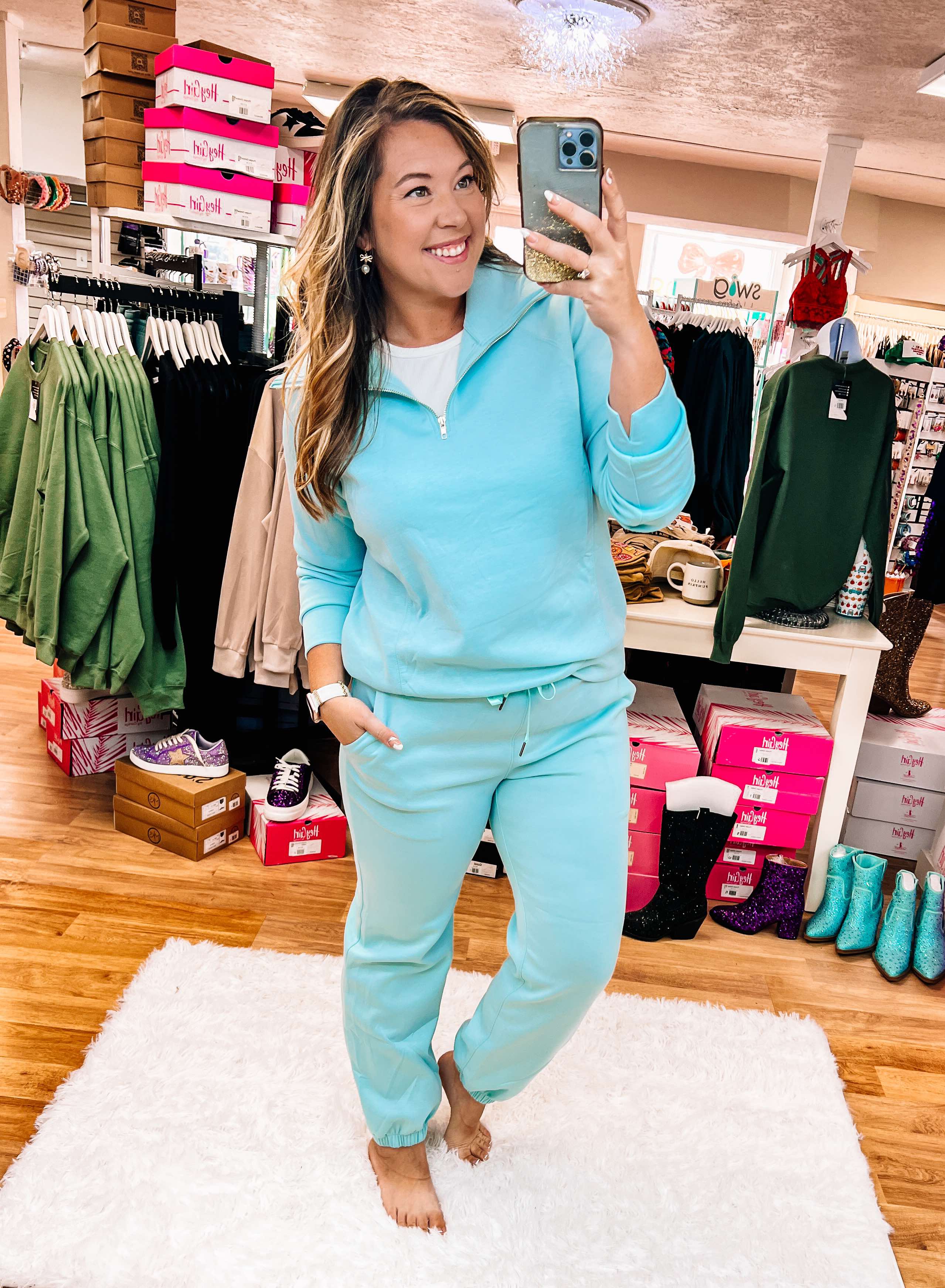 The Laken Lounge Set - Aqua-Loungewear-Dear Me Southern Boutique, located in DeRidder, Louisiana